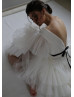 V Neck Ivory Tulle Layered Fabulous Wedding Dress